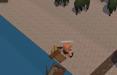 The character hops onto the boat at the Naru pier, the boat sets sail, and arrives at the coast of Sahr across the sea
