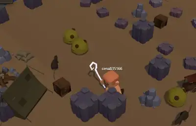 A mage releases the Hungry Spirits in the South Quarry: five purple spirits circle him and bite the slimes around